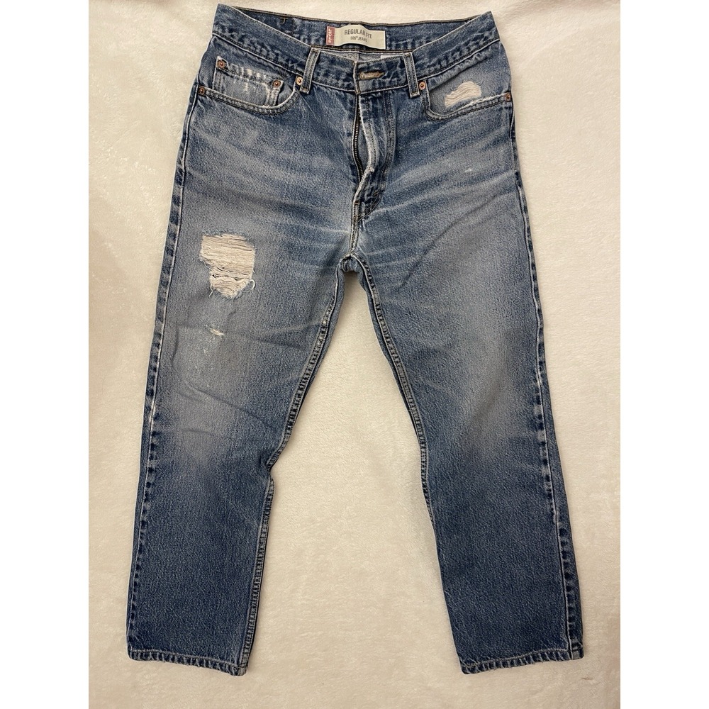 Levis Jeans Mens 30x30 Blue Classic Light Wash Denim Cotton Blend 505